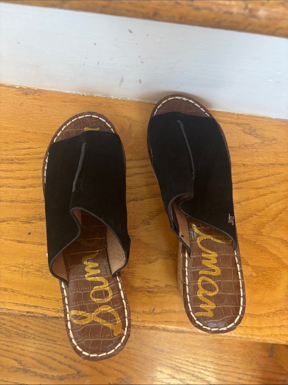 Black Suede Slide Sandals for Women